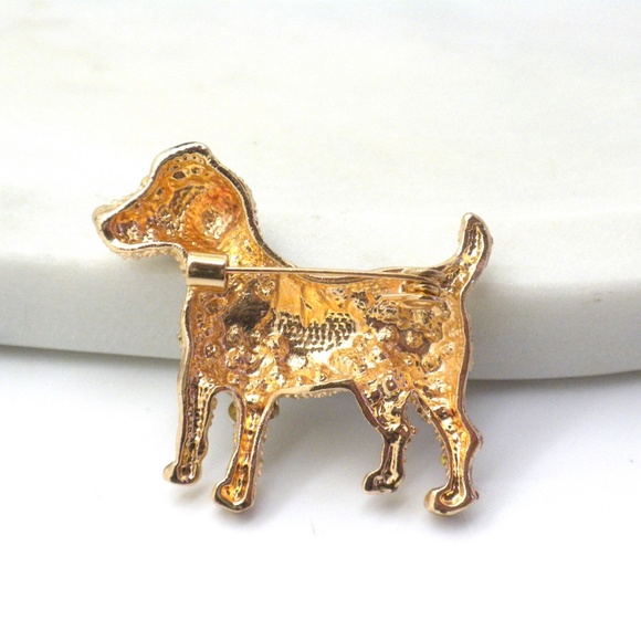Jack Russell Dog Crystal Pin Brooch - Picture 2 of 3